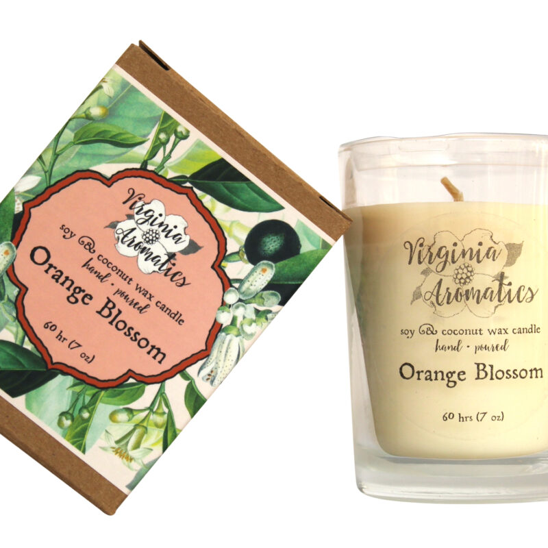Virginia Aromatics boxed tumbler candle orange blossom